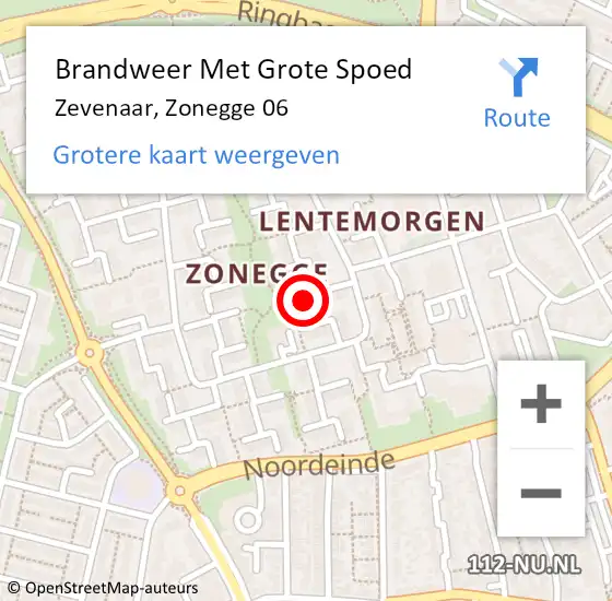 Locatie op kaart van de 112 melding: Brandweer Met Grote Spoed Naar Zevenaar, Zonegge 06 op 6 oktober 2024 17:39