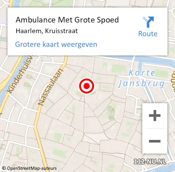 Locatie op kaart van de 112 melding: Ambulance Met Grote Spoed Naar Haarlem, Kruisstraat op 6 oktober 2024 17:42