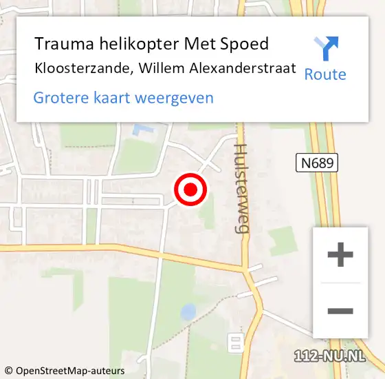 Locatie op kaart van de 112 melding: Trauma helikopter Met Spoed Naar Kloosterzande, Willem Alexanderstraat op 6 oktober 2024 17:45