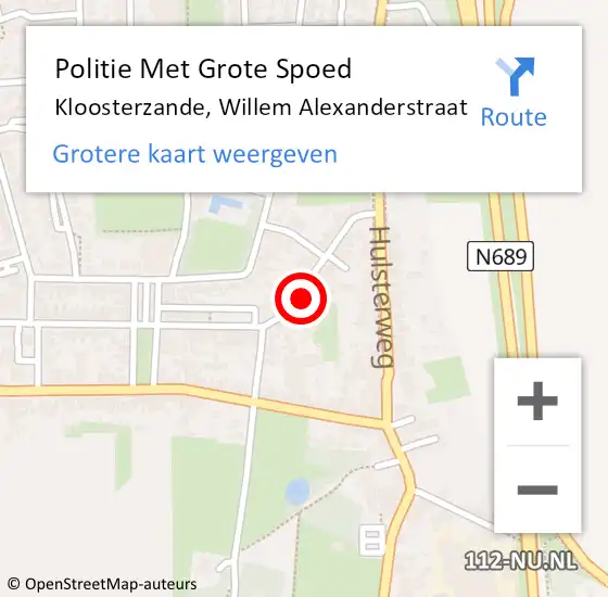 Locatie op kaart van de 112 melding: Politie Met Grote Spoed Naar Kloosterzande, Willem Alexanderstraat op 6 oktober 2024 17:45