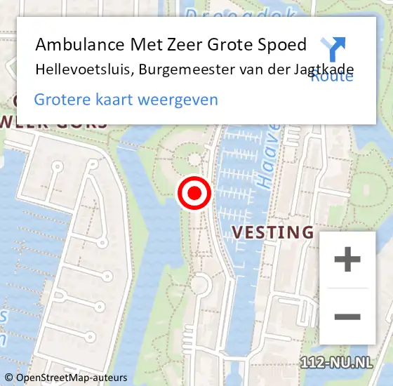 Locatie op kaart van de 112 melding: Ambulance Met Zeer Grote Spoed Naar Hellevoetsluis, Burgemeester van der Jagtkade op 6 oktober 2024 18:06