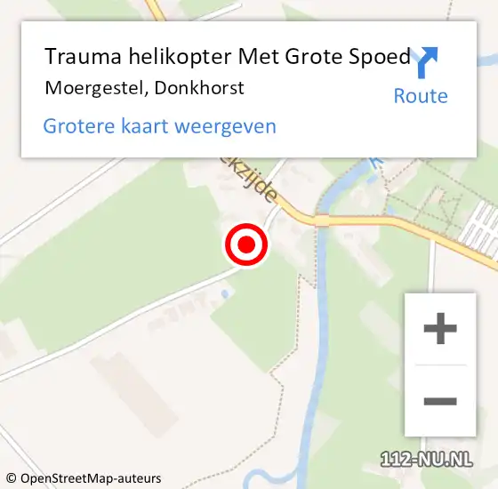 Locatie op kaart van de 112 melding: Trauma helikopter Met Grote Spoed Naar Moergestel, Donkhorst op 6 oktober 2024 18:38