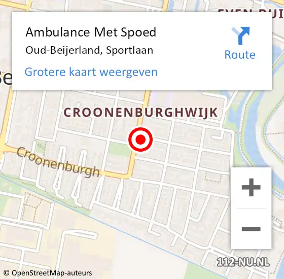 Locatie op kaart van de 112 melding: Ambulance Met Spoed Naar Oud-Beijerland, Sportlaan op 6 oktober 2024 18:48