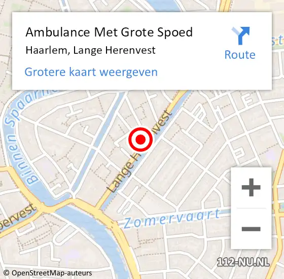 Locatie op kaart van de 112 melding: Ambulance Met Grote Spoed Naar Haarlem, Lange Herenvest op 6 oktober 2024 18:55