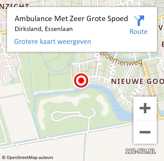 Locatie op kaart van de 112 melding: Ambulance Met Zeer Grote Spoed Naar Dirksland, Essenlaan op 6 oktober 2024 18:56