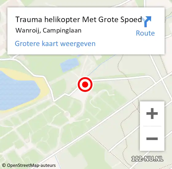 Locatie op kaart van de 112 melding: Trauma helikopter Met Grote Spoed Naar Wanroij, Campinglaan op 6 oktober 2024 19:02