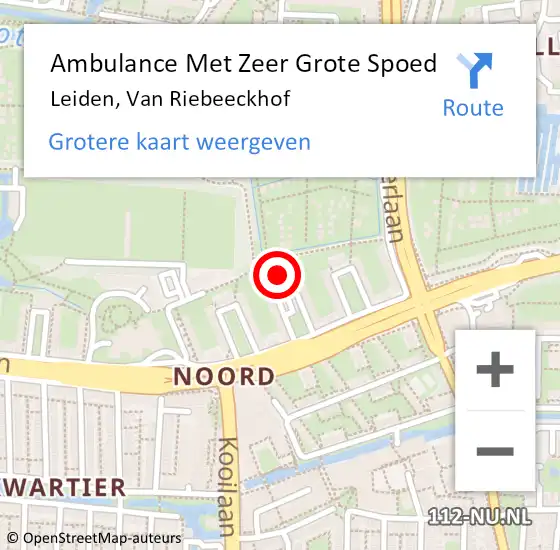 Locatie op kaart van de 112 melding: Ambulance Met Zeer Grote Spoed Naar Leiden, Van Riebeeckhof op 6 oktober 2024 19:05