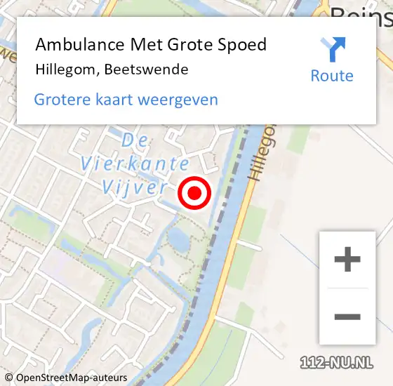 Locatie op kaart van de 112 melding: Ambulance Met Grote Spoed Naar Hillegom, Beetswende op 6 oktober 2024 19:07