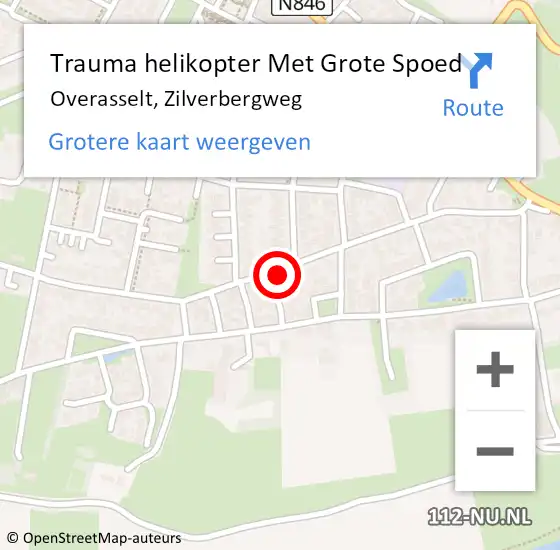 Locatie op kaart van de 112 melding: Trauma helikopter Met Grote Spoed Naar Overasselt, Zilverbergweg op 6 oktober 2024 19:12