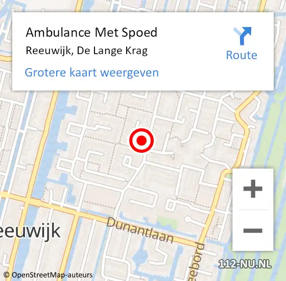 Locatie op kaart van de 112 melding: Ambulance Met Spoed Naar Reeuwijk, De Lange Krag op 6 oktober 2024 19:13