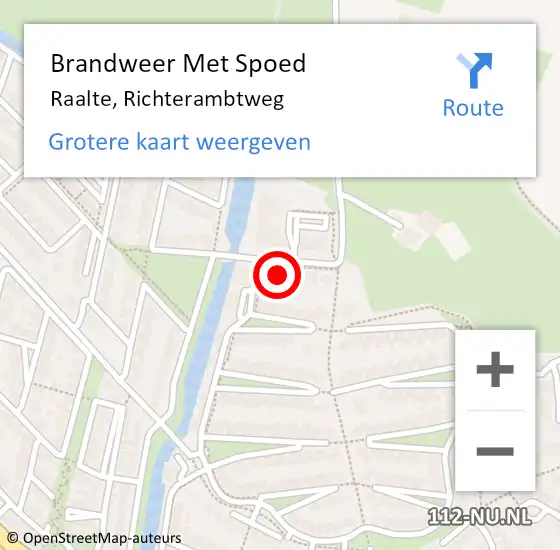 Locatie op kaart van de 112 melding: Brandweer Met Spoed Naar Raalte, Richterambtweg op 6 oktober 2024 19:19