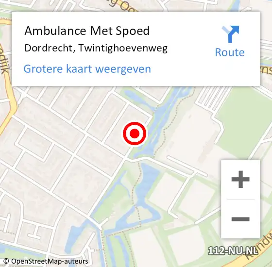 Locatie op kaart van de 112 melding: Ambulance Met Spoed Naar Dordrecht, Twintighoevenweg op 6 oktober 2024 19:33