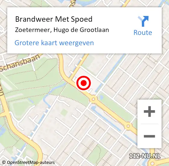 Locatie op kaart van de 112 melding: Brandweer Met Spoed Naar Zoetermeer, Hugo de Grootlaan op 6 oktober 2024 19:34