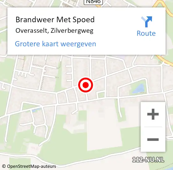 Locatie op kaart van de 112 melding: Brandweer Met Spoed Naar Overasselt, Zilverbergweg op 6 oktober 2024 19:48