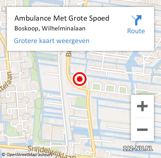 Locatie op kaart van de 112 melding: Ambulance Met Grote Spoed Naar Boskoop, Wilhelminalaan op 6 oktober 2024 19:49