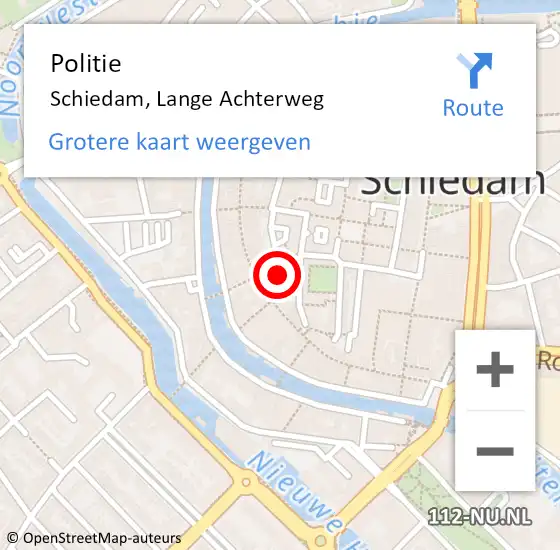 Locatie op kaart van de 112 melding: Politie Schiedam, Lange Achterweg op 6 oktober 2024 20:43