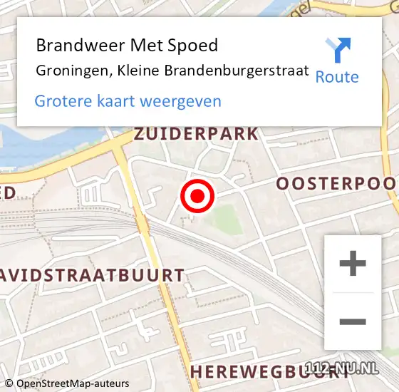 Locatie op kaart van de 112 melding: Brandweer Met Spoed Naar Groningen, Kleine Brandenburgerstraat op 6 oktober 2024 20:43