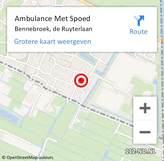 Locatie op kaart van de 112 melding: Ambulance Met Spoed Naar Bennebroek, de Ruyterlaan op 6 oktober 2024 21:30