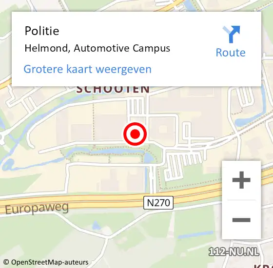 Locatie op kaart van de 112 melding: Politie Helmond, Automotive Campus op 6 oktober 2024 21:38