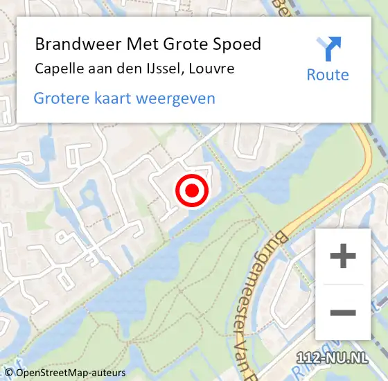 Locatie op kaart van de 112 melding: Brandweer Met Grote Spoed Naar Capelle aan den IJssel, Louvre op 6 oktober 2024 21:57