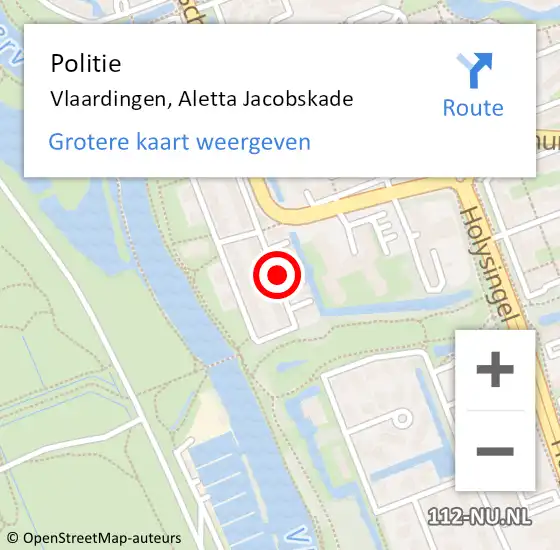 Locatie op kaart van de 112 melding: Politie Vlaardingen, Aletta Jacobskade op 6 oktober 2024 22:07