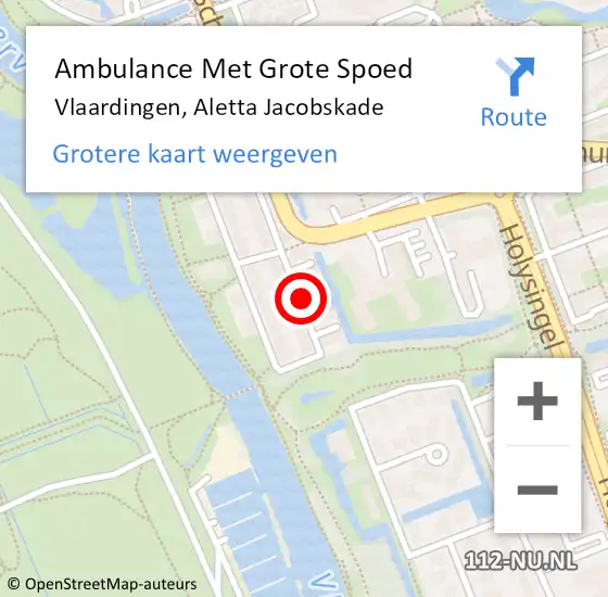 Locatie op kaart van de 112 melding: Ambulance Met Grote Spoed Naar Vlaardingen, Aletta Jacobskade op 6 oktober 2024 22:07