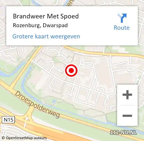 Locatie op kaart van de 112 melding: Brandweer Met Spoed Naar Rozenburg, Dwarspad op 6 oktober 2024 22:42