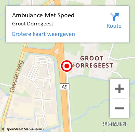 Locatie op kaart van de 112 melding: Ambulance Met Spoed Naar Groot Dorregeest op 22 oktober 2014 14:06