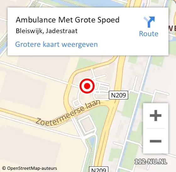 Locatie op kaart van de 112 melding: Ambulance Met Grote Spoed Naar Bleiswijk, Jadestraat op 6 oktober 2024 23:38