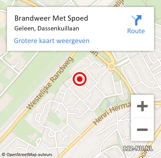 Locatie op kaart van de 112 melding: Brandweer Met Spoed Naar Geleen, Dassenkuillaan op 7 oktober 2024 00:17