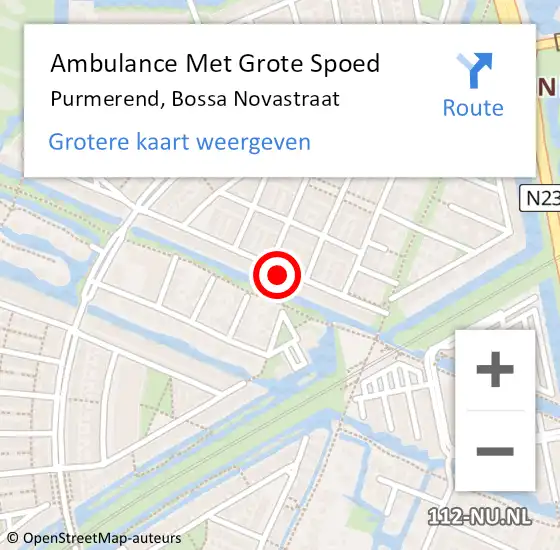 Locatie op kaart van de 112 melding: Ambulance Met Grote Spoed Naar Purmerend, Bossa Novastraat op 7 oktober 2024 00:19