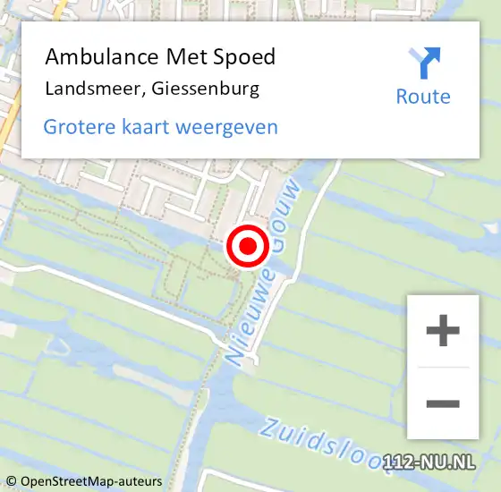 Locatie op kaart van de 112 melding: Ambulance Met Spoed Naar Landsmeer, Giessenburg op 7 oktober 2024 00:27