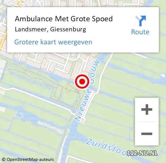 Locatie op kaart van de 112 melding: Ambulance Met Grote Spoed Naar Landsmeer, Giessenburg op 7 oktober 2024 00:27