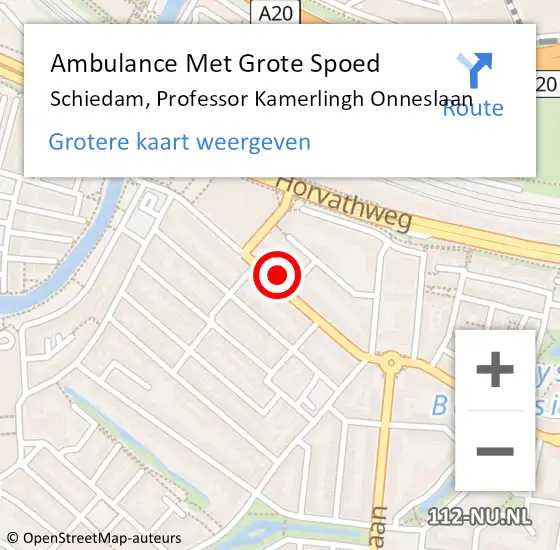 Locatie op kaart van de 112 melding: Ambulance Met Grote Spoed Naar Schiedam, Professor Kamerlingh Onneslaan op 7 oktober 2024 00:46