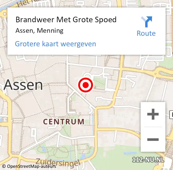 Locatie op kaart van de 112 melding: Brandweer Met Grote Spoed Naar Assen, Menning op 7 oktober 2024 01:02