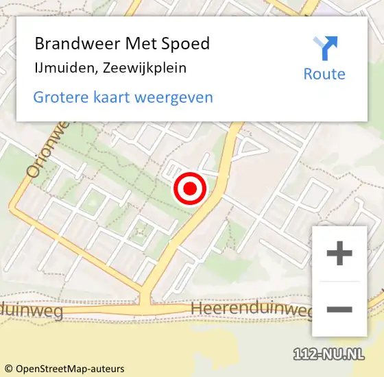 Locatie op kaart van de 112 melding: Brandweer Met Spoed Naar IJmuiden, Zeewijkplein op 7 oktober 2024 01:47