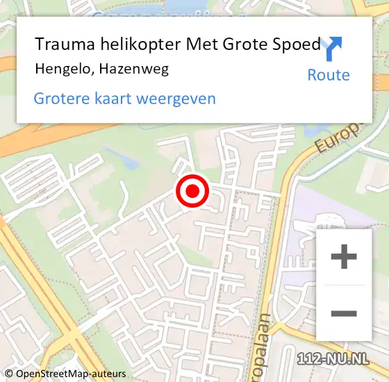 Locatie op kaart van de 112 melding: Trauma helikopter Met Grote Spoed Naar Hengelo, Hazenweg op 7 oktober 2024 01:47