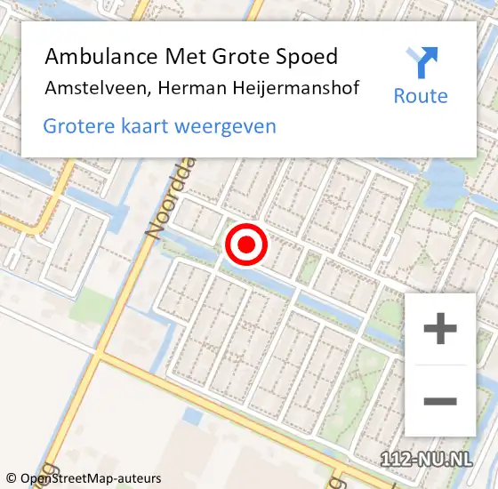 Locatie op kaart van de 112 melding: Ambulance Met Grote Spoed Naar Amstelveen, Herman Heijermanshof op 7 oktober 2024 01:48