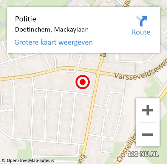 Locatie op kaart van de 112 melding: Politie Doetinchem, Mackaylaan op 7 oktober 2024 02:36