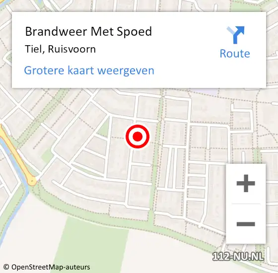 Locatie op kaart van de 112 melding: Brandweer Met Spoed Naar Tiel, Ruisvoorn op 7 oktober 2024 02:40