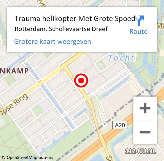 Locatie op kaart van de 112 melding: Trauma helikopter Met Grote Spoed Naar Rotterdam, Schollevaartse Dreef op 7 oktober 2024 02:53