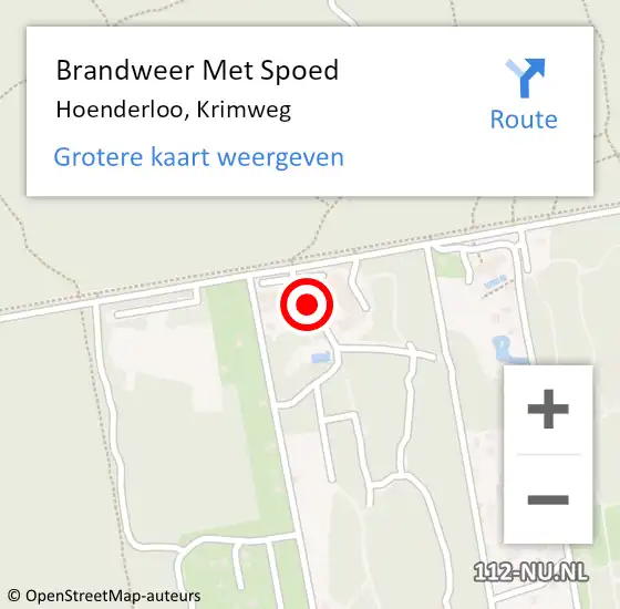 Locatie op kaart van de 112 melding: Brandweer Met Spoed Naar Hoenderloo, Krimweg op 22 oktober 2014 14:15