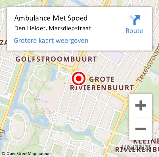 Locatie op kaart van de 112 melding: Ambulance Met Spoed Naar Den Helder, Marsdiepstraat op 7 oktober 2024 03:02