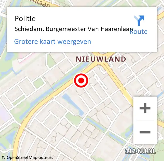 Locatie op kaart van de 112 melding: Politie Schiedam, Burgemeester Van Haarenlaan op 7 oktober 2024 03:56