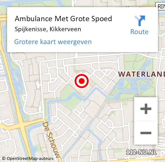 Locatie op kaart van de 112 melding: Ambulance Met Grote Spoed Naar Spijkenisse, Kikkerveen op 7 oktober 2024 04:52