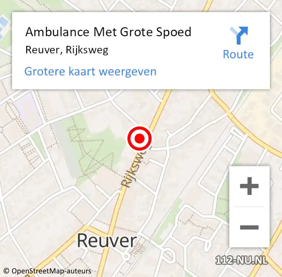 Locatie op kaart van de 112 melding: Ambulance Met Grote Spoed Naar Reuver, Rijksweg op 7 oktober 2024 05:11