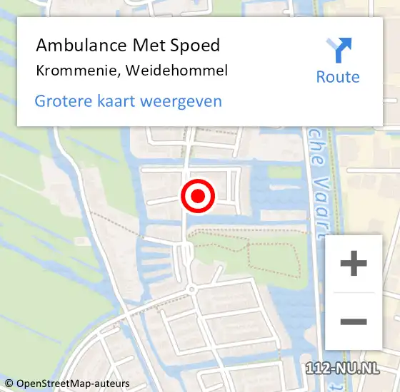 Locatie op kaart van de 112 melding: Ambulance Met Spoed Naar Krommenie, Weidehommel op 7 oktober 2024 05:12