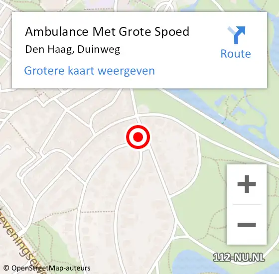 Locatie op kaart van de 112 melding: Ambulance Met Grote Spoed Naar Den Haag, Duinweg op 7 oktober 2024 05:15