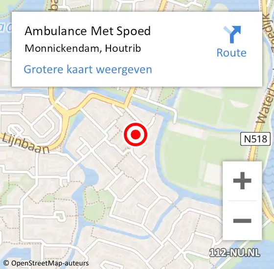 Locatie op kaart van de 112 melding: Ambulance Met Spoed Naar Monnickendam, Houtrib op 7 oktober 2024 05:58