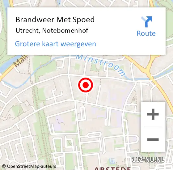 Locatie op kaart van de 112 melding: Brandweer Met Spoed Naar Utrecht, Notebomenhof op 7 oktober 2024 06:16